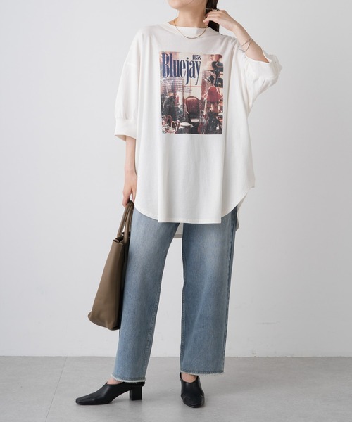 PUAL CE CIN（ピュアルセシン）の「ユーズドライクフォトプリントTシャツ（Tシャツ/カットソー・レディース・ベージュ/オフホワイト/チャコールグレー・FREE）」の18枚目の写真