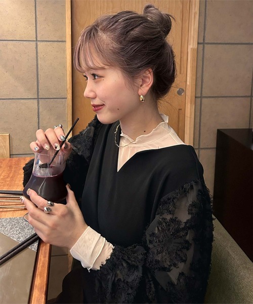 titivate(ティティベイト)の「シアージャガードスリーブワンピース(ワンピース・レディース・ブルー/アイボリー/ブラック・M/TM/PS(XS-S))」の7枚目の写真