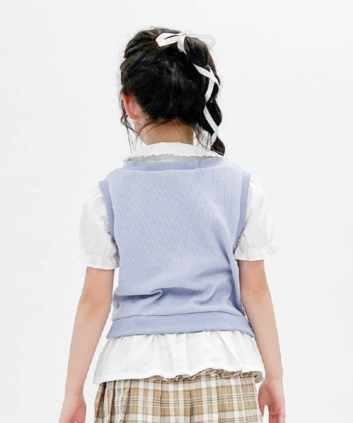 axes femme kids(アクシーズファムキッズ)の「リボンベストレイヤード風プルオーバー(Tシャツ/カットソー・キッズ・ラベンダー/ブルー・MEDIUM/LARGE/X-LARGE/XX-LARGE)」の5枚目の写真