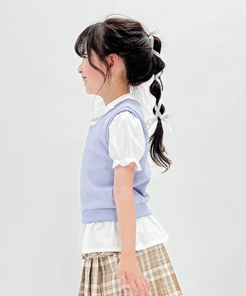 axes femme kids(アクシーズファムキッズ)の「リボンベストレイヤード風プルオーバー(Tシャツ/カットソー・キッズ・ラベンダー/ブルー・MEDIUM/LARGE/X-LARGE/XX-LARGE)」の6枚目の写真