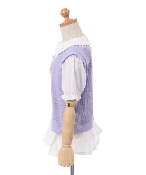 axes femme kids(アクシーズファムキッズ)の「リボンベストレイヤード風プルオーバー(Tシャツ/カットソー・キッズ・ラベンダー/ブルー・MEDIUM/LARGE/X-LARGE/XX-LARGE)」の8枚目の写真