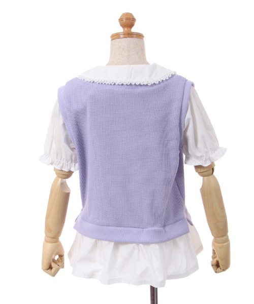 axes femme kids(アクシーズファムキッズ)の「リボンベストレイヤード風プルオーバー(Tシャツ/カットソー・キッズ・ラベンダー/ブルー・MEDIUM/LARGE/X-LARGE/XX-LARGE)」の9枚目の写真