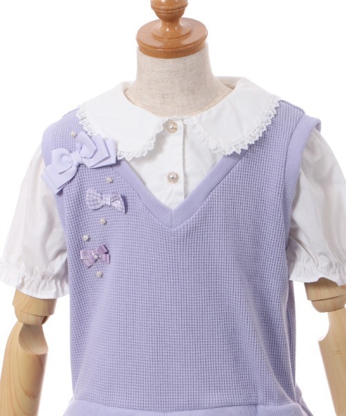 axes femme kids(アクシーズファムキッズ)の「リボンベストレイヤード風プルオーバー(Tシャツ/カットソー・キッズ・ラベンダー/ブルー・MEDIUM/LARGE/X-LARGE/XX-LARGE)」の10枚目の写真