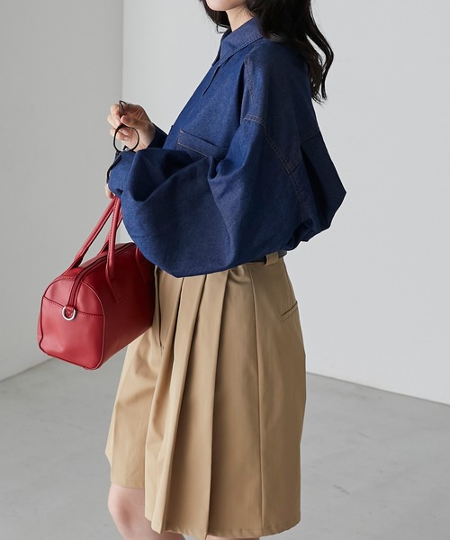 BONLECILL（ボンルシール）の「ボリュームスリーブ オーバーデニムシャツ（シャツ/ブラウス・レディース・ネイビー/ネイビー系1・FREE）」の16枚目の写真