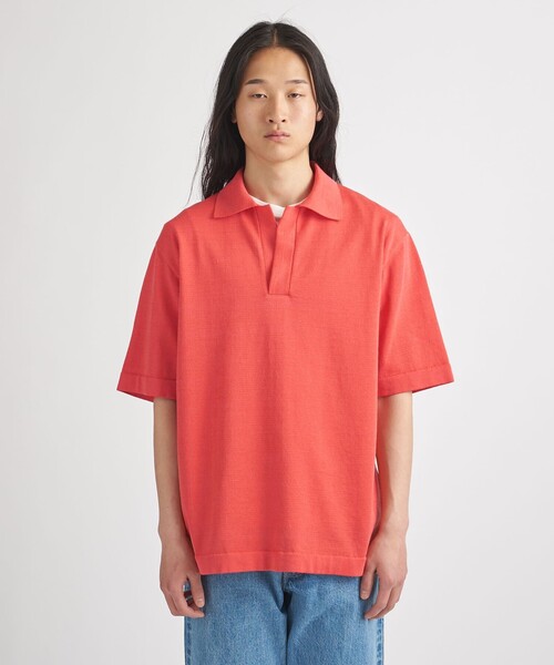 District（ディストリクト）の「＜District＞スキッパー プルオーバー ニット（ニット/セーター・メンズ・ピンク/ダークブラウン・S/M）」の3枚目の写真