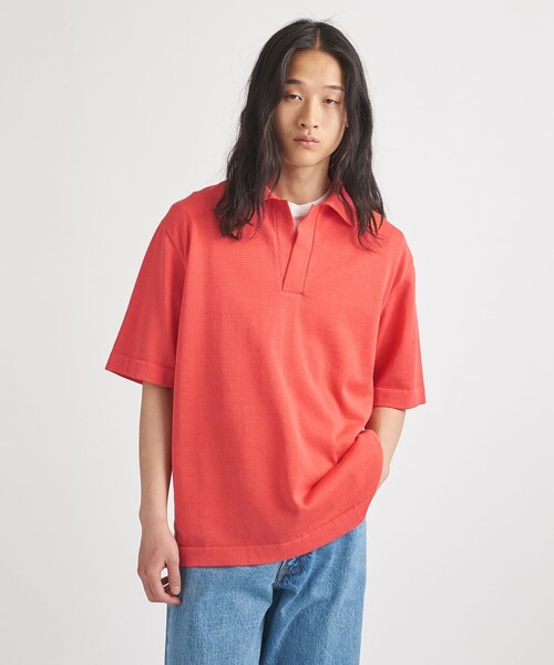 District（ディストリクト）の「＜District＞スキッパー プルオーバー ニット（ニット/セーター・メンズ・ピンク/ダークブラウン・S/M）」の8枚目の写真