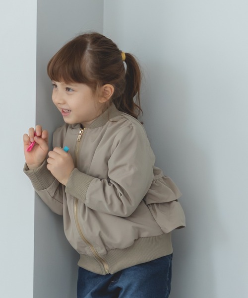 pairmanon（ペアマノン）の「バックフリル MA-1 ブルゾン（MA-1・キッズ・ピンク/モカ/オフホワイト/カーキ/ブラック・110/120/140/90/100/150/130）」の16枚目の写真