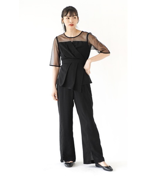 e-zakkamania stores(イーザッカマニアストアーズ)の「シアー ラップブラウス(シャツ/ブラウス・レディース・ライトベージュ/ブラック/カーキ・M)」の4枚目の写真