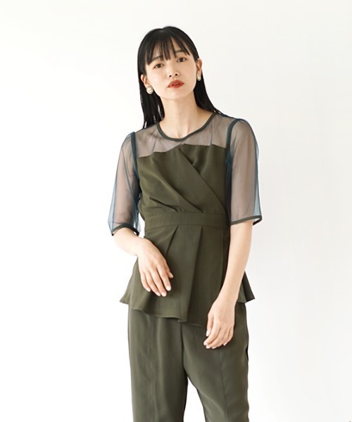 e-zakkamania stores(イーザッカマニアストアーズ)の「シアー ラップブラウス(シャツ/ブラウス・レディース・ライトベージュ/ブラック/カーキ・M)」の12枚目の写真