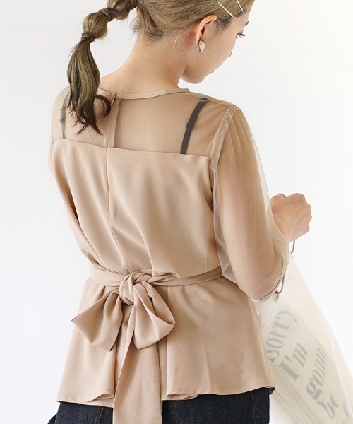 e-zakkamania stores(イーザッカマニアストアーズ)の「シアー ラップブラウス(シャツ/ブラウス・レディース・ライトベージュ/ブラック/カーキ・M)」の10枚目の写真