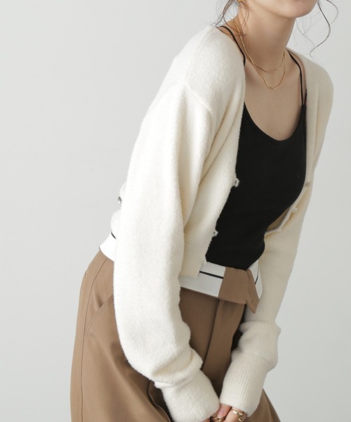 FREE'S MART(フリーズマート)の「◆ソフトシャギーショートカーディガン(カーディガン/ボレロ・レディース・ホワイト/ブラック/ピンク/ブルー・FREE)」の2枚目の写真