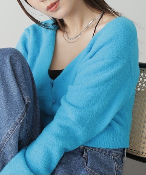 FREE'S MART(フリーズマート)の「◆ソフトシャギーショートカーディガン(カーディガン/ボレロ・レディース・ホワイト/ブラック/ピンク/ブルー・FREE)」の1枚目の写真