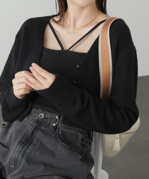 FREE'S MART(フリーズマート)の「◆ソフトシャギーショートカーディガン(カーディガン/ボレロ・レディース・ホワイト/ブラック/ピンク/ブルー・FREE)」の3枚目の写真