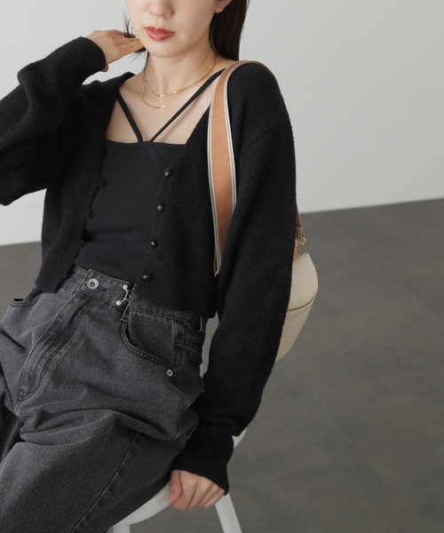 FREE'S MART(フリーズマート)の「◆ソフトシャギーショートカーディガン(カーディガン/ボレロ・レディース・ホワイト/ブラック/ピンク/ブルー・FREE)」の6枚目の写真