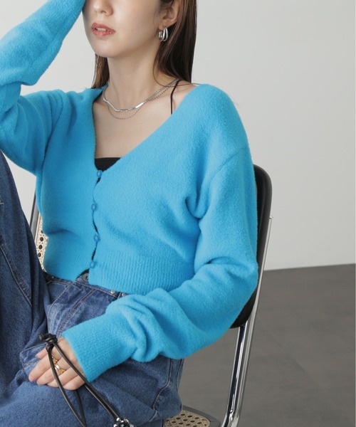 FREE'S MART(フリーズマート)の「◆ソフトシャギーショートカーディガン(カーディガン/ボレロ・レディース・ホワイト/ブラック/ピンク/ブルー・FREE)」の12枚目の写真