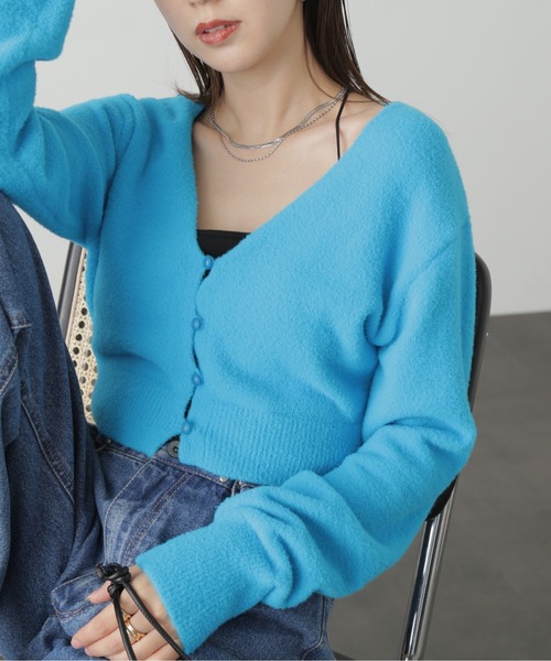 FREE'S MART(フリーズマート)の「◆ソフトシャギーショートカーディガン(カーディガン/ボレロ・レディース・ホワイト/ブラック/ピンク/ブルー・FREE)」の11枚目の写真