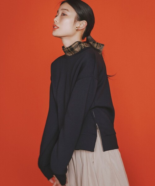 【WEB限定】BEAUTY FORM JERSEY サイドZIP クロップドプルオーバー（Tシャツ/カットソー）｜UNFILO（アンフィーロ）