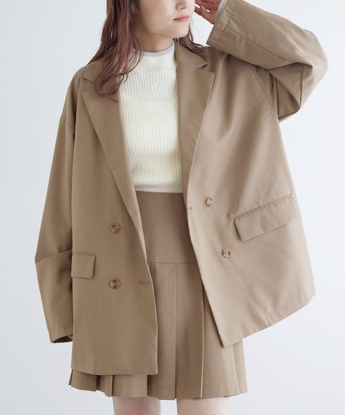 w closet（ダブルクローゼット）の「ビッグダブルテーラードジャケット（テーラードジャケット・レディース・グレー/ベージュ/ベージュ系その他・FREE）」の2枚目の写真