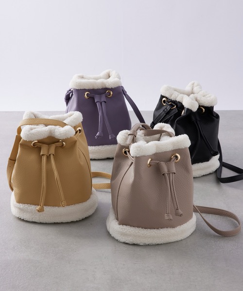 T・S・L（ティーエスエル）の「【T・S・L】ムートン風巾着ショルダーバッグ 1231-221-1（ショルダーバッグ・レディース・イエロー/ブラック/パープル/グレイッシュベージュ・FREE）」の21枚目の写真