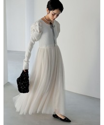 Re:EDIT | [ZOZOTOWN限定][2023A/W PRE ORDER][MEISM by Re:EDIT][低身長サイズ有]チュールドッキングニットワンピース(ワンピース)