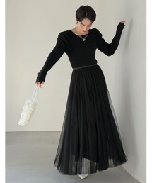 Re:EDIT | [ZOZOTOWN限定][2023A/W PRE ORDER][MEISM by Re:EDIT][低身長サイズ有]チュールドッキングニットワンピース(ワンピース)