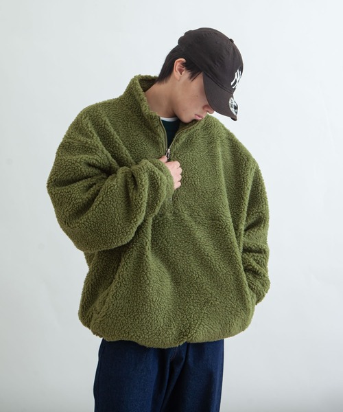 ZIP FIVE（ジップファイブ）の「【ZIP FIVE】【ZIP OUTDOOR】ビッグボアハーフジップブルゾン（ブルゾン・レディース・ホワイト/ブラウン/ベージュ/カーキ/ブラック・MEDIUM/LARGE/X-LARGE）」の5枚目の写真