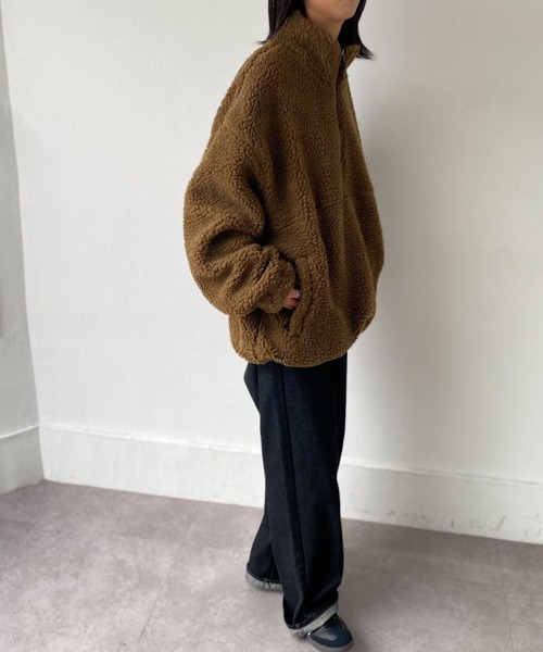 ZIP FIVE（ジップファイブ）の「【ZIP FIVE】【ZIP OUTDOOR】ビッグボアハーフジップブルゾン（ブルゾン・レディース・ホワイト/ブラウン/ベージュ/カーキ/ブラック・MEDIUM/LARGE/X-LARGE）」の9枚目の写真