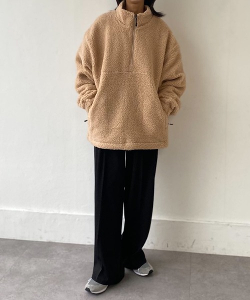 ZIP FIVE（ジップファイブ）の「【ZIP FIVE】【ZIP OUTDOOR】ビッグボアハーフジップブルゾン（ブルゾン・レディース・ホワイト/ブラウン/ベージュ/カーキ/ブラック・MEDIUM/LARGE/X-LARGE）」の18枚目の写真