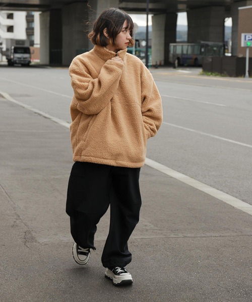 ZIP FIVE（ジップファイブ）の「【ZIP FIVE】【ZIP OUTDOOR】ビッグボアハーフジップブルゾン（ブルゾン・レディース・ホワイト/ブラウン/ベージュ/カーキ/ブラック・MEDIUM/LARGE/X-LARGE）」の11枚目の写真