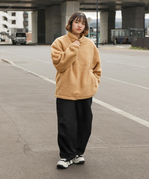 ZIP FIVE（ジップファイブ）の「【ZIP FIVE】【ZIP OUTDOOR】ビッグボアハーフジップブルゾン（ブルゾン・レディース・ホワイト/ブラウン/ベージュ/カーキ/ブラック・MEDIUM/LARGE/X-LARGE）」の12枚目の写真