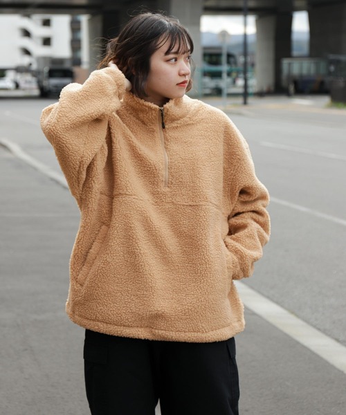 ZIP FIVE（ジップファイブ）の「【ZIP FIVE】【ZIP OUTDOOR】ビッグボアハーフジップブルゾン（ブルゾン・レディース・ホワイト/ブラウン/ベージュ/カーキ/ブラック・MEDIUM/LARGE/X-LARGE）」の14枚目の写真