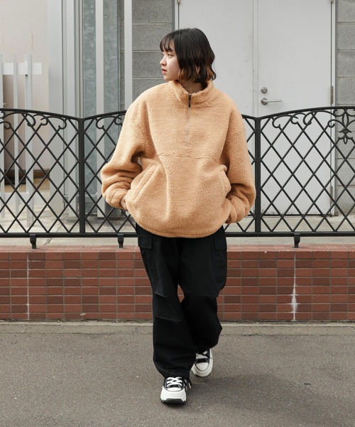 ZIP FIVE（ジップファイブ）の「【ZIP FIVE】【ZIP OUTDOOR】ビッグボアハーフジップブルゾン（ブルゾン・レディース・ホワイト/ブラウン/ベージュ/カーキ/ブラック・MEDIUM/LARGE/X-LARGE）」の15枚目の写真