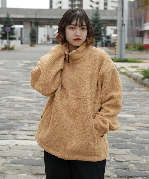 ZIP FIVE（ジップファイブ）の「【ZIP FIVE】【ZIP OUTDOOR】ビッグボアハーフジップブルゾン（ブルゾン・レディース・ホワイト/ブラウン/ベージュ/カーキ/ブラック・MEDIUM/LARGE/X-LARGE）」の13枚目の写真