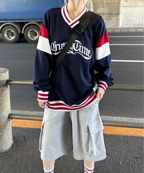 sedacle（セダクル）の「Vネックユニフォームライクスウェット（スウェット・メンズ・グレー/ブルー/ネイビー・LARGE/MEDIUM）」の13枚目の写真