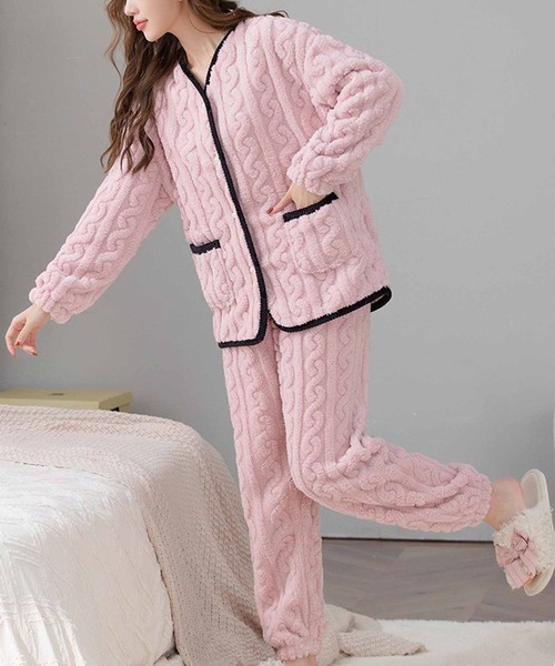 セール】ケーブル編み部屋着上下2点セット（ルームウェア/パジャマ