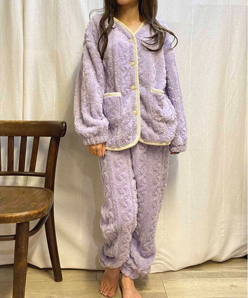 セール】ケーブル編み部屋着上下2点セット（ルームウェア/パジャマ