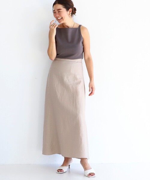 Demi-Luxe BEAMS(デミルクス ビームス)の「リネン シンプルロングスカート .M(スカート・レディース・ブラック/ナチュラル/チャコールグレー・38/36)」の9枚目の写真