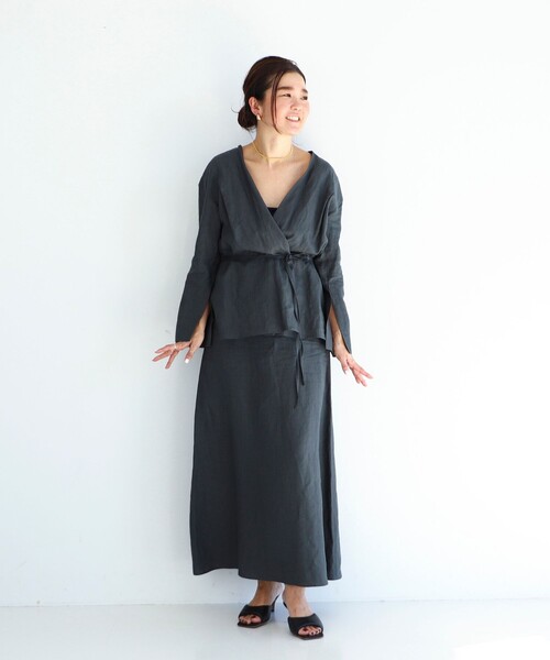 Demi-Luxe BEAMS / リネン シンプルロングスカート .M 38 Demi-Luxe BEAMS（デミルクス ビームス）リネン シンプルロング