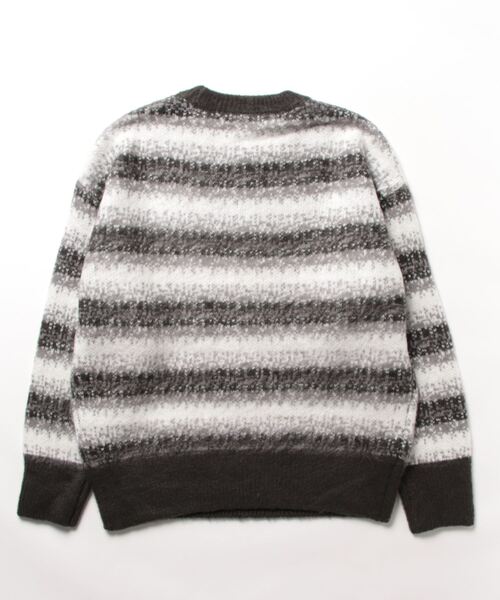 coca(coca)(コカ)の「メンズ モヘヤ風ボーダー柄ニットトレーナー(ニット/セーター・メンズ・ブラック・M/L/XL)」の2枚目の写真