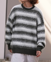 coca（coca） | メンズ　モヘヤ風ボーダー柄ニットトレーナー(ニット/セーター)