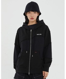 A'GEM/9 × .kom『ROMANTIC CROWN/ロマンティッククラウン』SWEAT KNIT MIX ZIP UP HOODIE/ミックス ジップアップ ジップアップパーカー