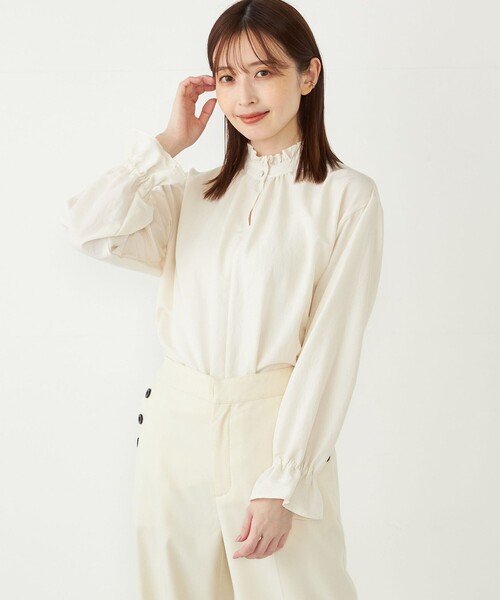 SHIPS Colors(シップス カラーズ)の「SHIPS Colors:〈洗濯機可能〉フリル ネック ブラウス◇(シャツ/ブラウス・レディース・ベージュ/オフホワイト/ライトブルー・ONE SIZE)」の19枚目の写真