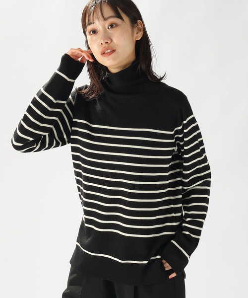 niko and...(ニコアンド)の「ウールブレンドボーダータートル(ニット/セーター・レディース・ブルー/ピンク/ホワイト・LARGE/MEDIUM)」の7枚目の写真