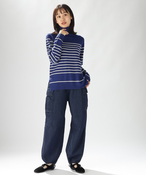 niko and...(ニコアンド)の「ウールブレンドボーダータートル(ニット/セーター・レディース・ブルー/ピンク/ホワイト・LARGE/MEDIUM)」の9枚目の写真