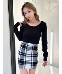 GYDA | チェックスカートドッキングタイトニットワンピース(ワンピース)