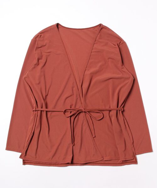 minius（ミニウス）の「レディース水着用カバーアップガウン　ラッシュガード（ラッシュガード・レディース・ブラック/ボルドー・MEDIUM）」の2枚目の写真