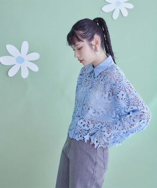 miette(ミエット)の「スカラップレースクロップドシャツ(シャツ/ブラウス・レディース・ライトグリーン/ライトブルー・FREE)」の16枚目の写真