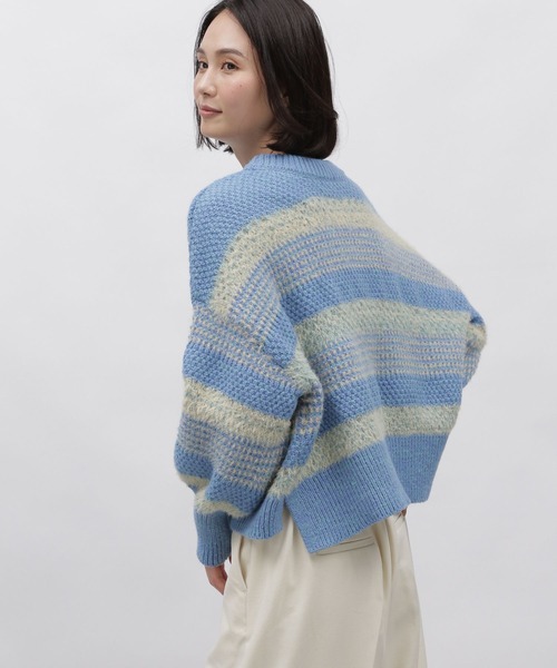 LAKOLE（ラコレ）の「5ゲージミックスヤーンボーダプルオーバー / 994287（ニット/セーター・レディース・イエロー/ブルー/オレンジ・MEDIUM/SMALL）」の6枚目の写真