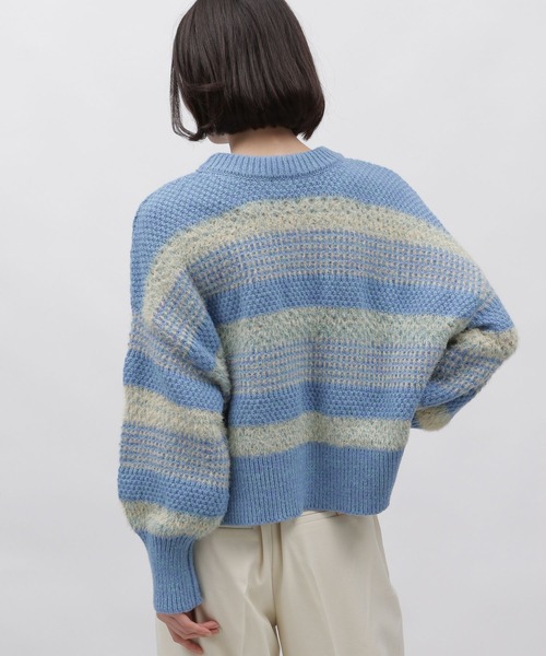LAKOLE（ラコレ）の「5ゲージミックスヤーンボーダプルオーバー / 994287（ニット/セーター・レディース・イエロー/ブルー/オレンジ・MEDIUM/SMALL）」の7枚目の写真