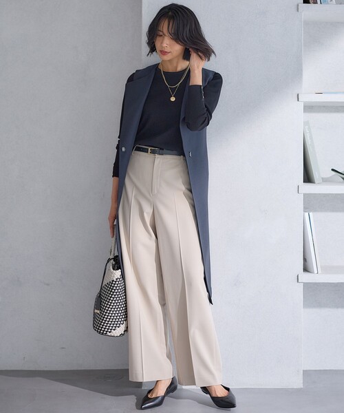 美品 23区 24SS ハイカウントライトクロス ジレ ベスト ロング 定番 ハイカウントライトクロス ジレ / 23区 | ファッション通販